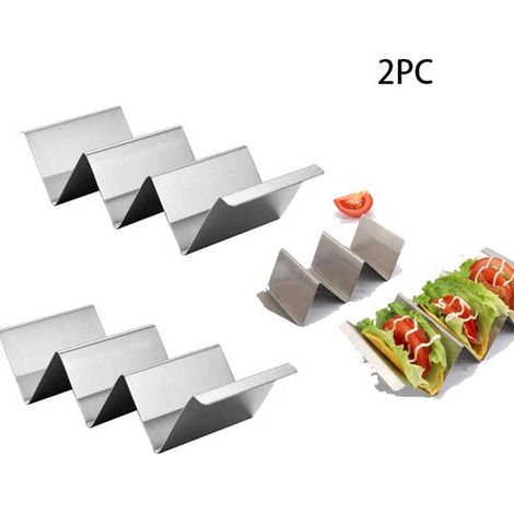 Porta taco in 2 pezzi con 3 scomparti, supporto per tortilla, supporto per tortilla, impilabile per 2-3 tortilla per grammo (1/5)