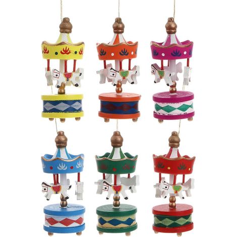 1 lot de 6 mini-carrousels décoratifs de Noël pour la maison-8x3x3cm (1/2)