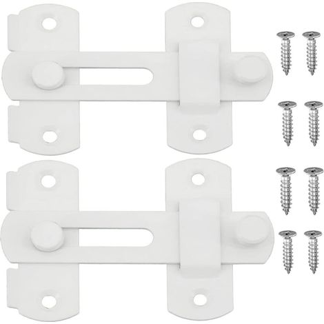 Pestillo de seguridad para cerradura de puerta de acero inoxidable, paquete de 2 pestillos de granero (cerradura de puerta de acero inoxidable (blanco esmerilado))