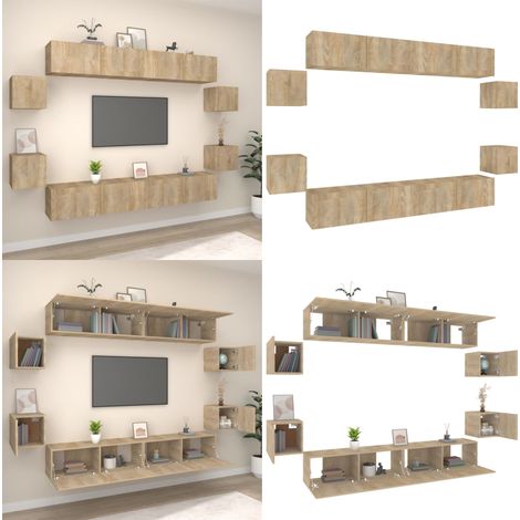 8-tlg. TV-Schrank-Set Sonoma-Eiche Holzwerkstoff - TV-Schrank Set - Wohnzimmer (1/5)