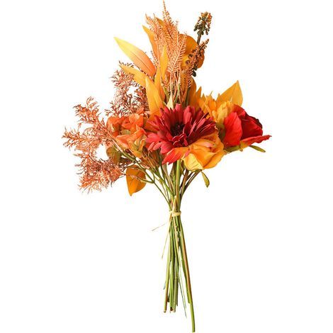 Flores Artificiales de Seda Falsa, Ramo de Flores para el Hogar, Arreglos para Bodas y Fiestas, Centros de Mesa Decorativos (Rojo Otoñal) (1/5)