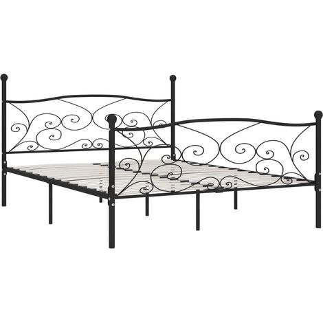 Maison Exclusive - Bettgestell mit Lattenrost Schwarz Metall 180
