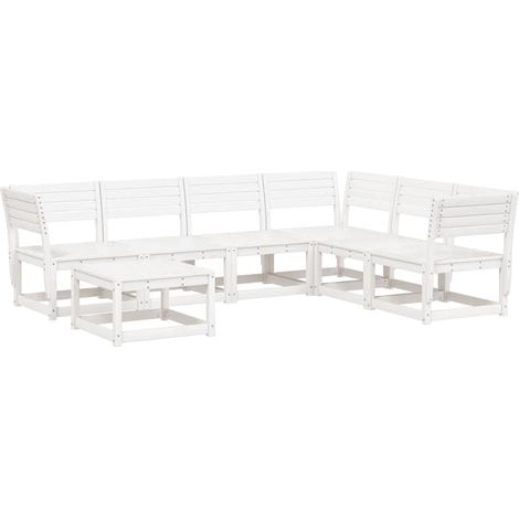 Maison Exclusive - 7-tlg. Garten-Lounge-Set Weiß Massivholz Kiefe (1/5)