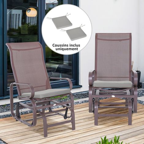Set mit 2 Gartenstuhlkissen, abnehmbare Sitzkissen, 5 cm Polsterung, hellgraues Polyester