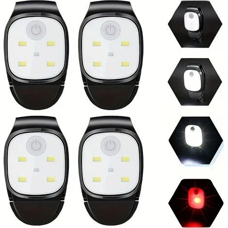 Lampe frontale LED à pince, rechargeable par USB, avec 4 modes d'éclairage, idéale pour la course à pied, le jogging et la pêche en extérieur. (1/5)