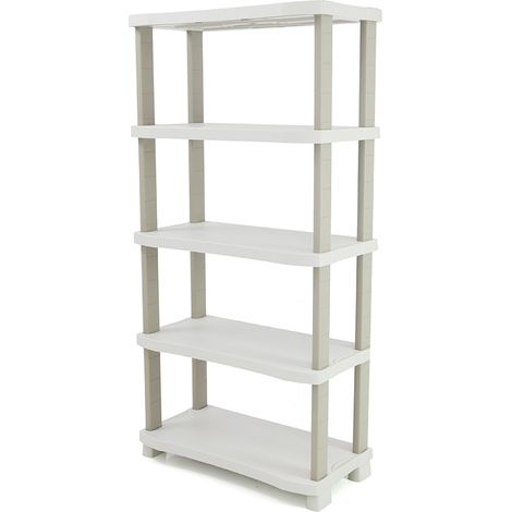 Etagère de rangement 5 niveaux intérieur/extérieur coloris beige - Longueur 90 x Profondeur 45 x Hauteur 184 cm -PEGANE-