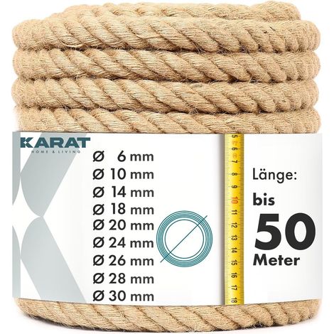 Floordirekt – Corde en jute torsadée 20 mètres – Résistante à l'eau – Charge maximale 597 kg – Pour sport et bricolage (1/5)