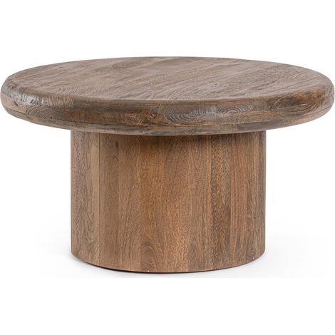Tavolino "Lopez" tondo struttura in legno di mango per interni -Naturale / Ø 60 cm (1/4)