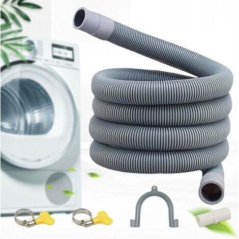 Tuyau d'évacuation pour lave-linge, tuyau d'évacuation universel en PVC, comprenant support et colliers de serrage, rallonge pour lave-vaisselle et lave-linge (3 m)