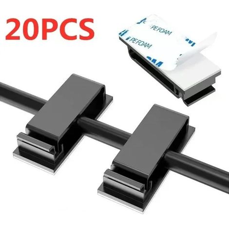 Organisateur de câbles auto-adhésif, support de câbles, pince de fixation pour câbles d'alimentation et USB PC, gestionnaire de câbles de bureau (1/5)