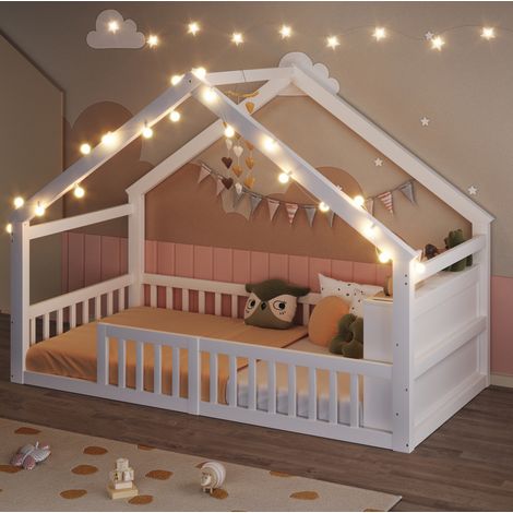 MEUBLIV Kinderbett 90x190 cm weiß – Hausbett mit Sicherheit, LED und Stauraum, ohne Matratze (1/5)