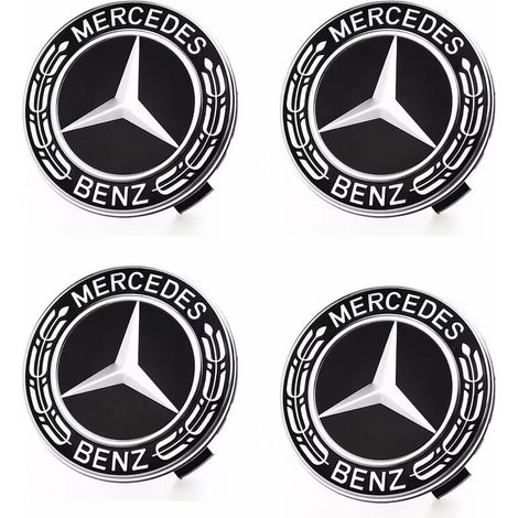Cache Moyeux Compatible with Mercedes Benz 75mm Cache de Roue Centrale ABS Accessoires de Voiture—(4 pièces) (1/5)