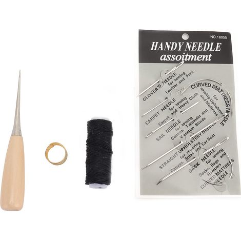 Kit professionale per la lavorazione della pelle – cucito a mano – foratura – punteruolo – filo cerato – ditale – artigianato / riparazione