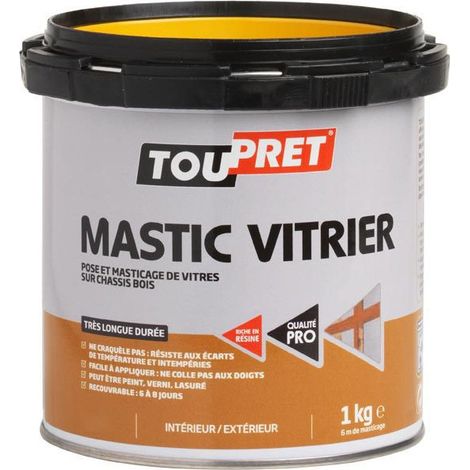 Toupret – Mastic vitrier blanc 1kg – Pour rebouchage sur bois et vitre – Application manuelle – Résistant à l'humidité (1/5)