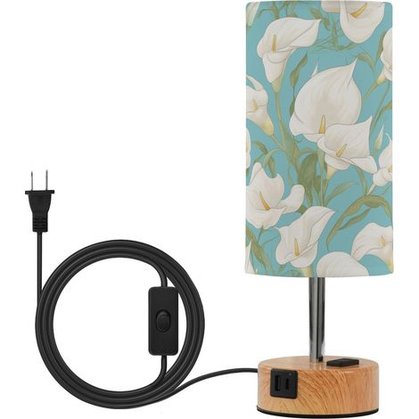 linqin Lampe de table rétro Lily bleu clair avec ports USB C + A (1/5)