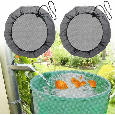 2 Pcs Filet pour Citerne de Pluie,Ø 97 cm Housse pour tonneau de Pluie avec Cordon de Serrage,Filet de Protection réglable,Protection Contre Les Feuilles, Les moustiques (1/5)