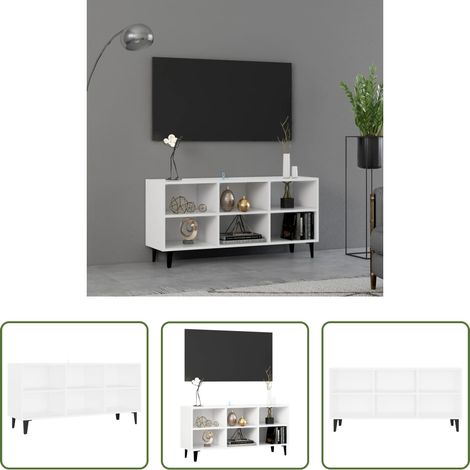 vidaXL Holzschrank - TV-Schrank mit Metallbeinen Weiß 103,5x30x50 cm (1/5)