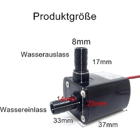 Mini pompe à eau sans balais 12 V CC 4,8 W, débit 240 l/h, buse 8 mm, pour aquarium et fontaine. (1/5)
