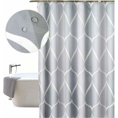 Rideau de douche 80x200 cm en tissu polyester imperméable – Anti moisissure – Lavable en machine – 8 crochets antirouille inclus (1/5)