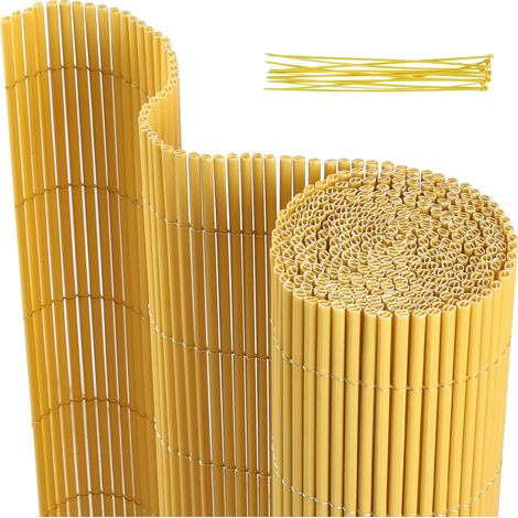 Jiubiaz 80x500cm Brise-Vue PVC Effet Bambou pour Jardin et Balcon – Clôture Occultante, Pare-Vent, Brise-Vue Balcon, Clôture de Jardin Bambou