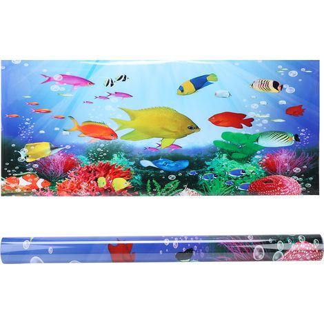 Poster décoratif de fond, peinture, autocollant en PVC, image de paysage pour aquarium, 61 x 30 cm (1/5)