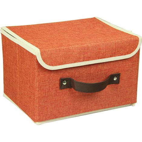 Scatola portaoggetti pieghevole arancione 26 x 20 x 17 cm, cartone spesso in cotone e lino di alta qualità, scatola portaoggetti in tessuto lavabile, 1 pezzo (1/5)