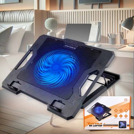 Supporto Regolabile con Ventola per Laptop PC Modello con Ventola Singola da 14cm Dimensione Supporto L37cm x W27cm x H3cm (1/2)