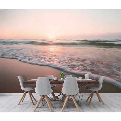 Fototapete Strand Meer Landschaft 3D-Optik, für Wohnzimmer und Schlafzimmer, 200 x 140 cm – Komplettset inkl. Kleister & Anleitung (1/5)