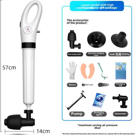 Déboucheur de toilettes, outil spécial pour canalisations bouchées, déboucheur de siphon de sol, New Channel (Configuration haut de gamme [8 pressions - 57 cm de long - paroi du cylindre 3,8 mm] 1 ach (1/5)