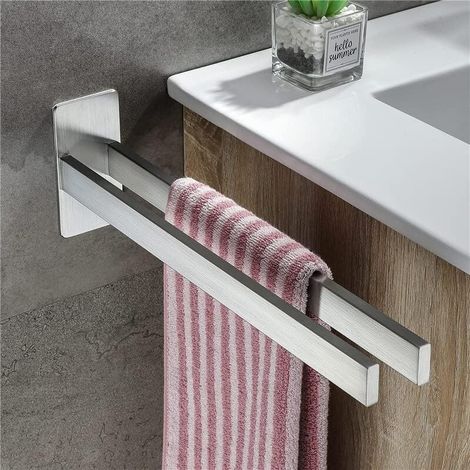 Towel Holder, 304 Stainless Steel, Modern Double Towel Rail, Wall Mounted, Bathroom and Kitchen, 38 cm, Silver (1/5)