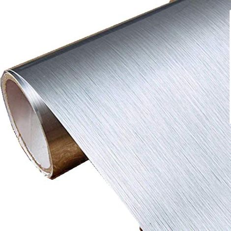 Brushed Silver Gold Metallic Contact Paper – Stainless Steel Self Adhesive Vinyl Wrap – Shelf Backsplash Oven Dishwasher Pantry Appliance Cover – 24x78.7 Inch Silver (1/5)