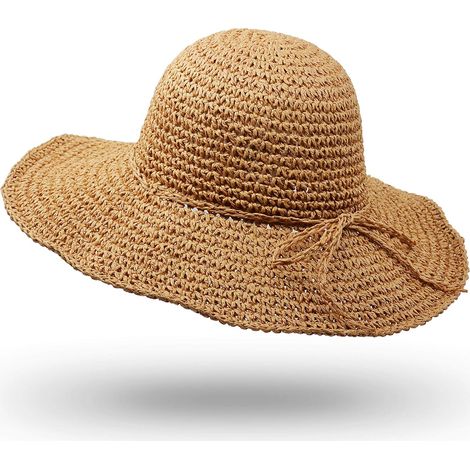 Straw Hat, Wide Brim Hand Hat, Foldable Outdoor Sun Hat for Adults, Children, Men, Women (1/5)