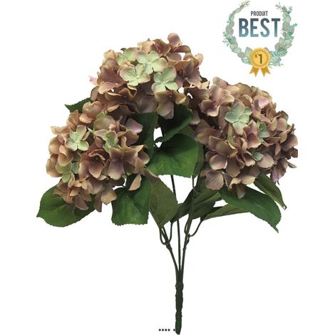 Bouquet d'Hortensia artificiel en branche, H 45 cm Vieux rose - BEST - couleur: Rose beauty (1/3)