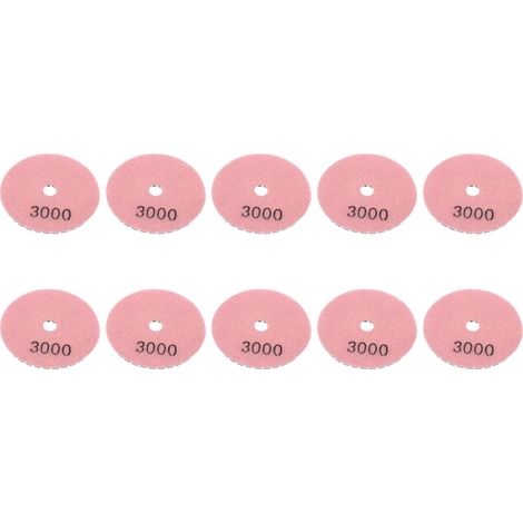 Lot de 10 disques de ponçage diamantés de 7,6 cm (3 pouces) pour le polissage du marbre, du béton et de la pierre (grain 3000). (1/5)