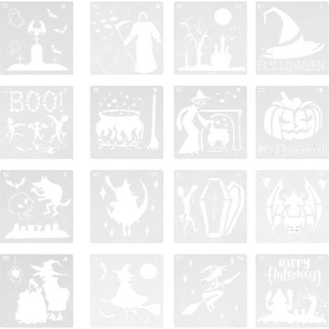 16 Halloween-Schablonen zum Bemalen von Halloween-Dekorationen