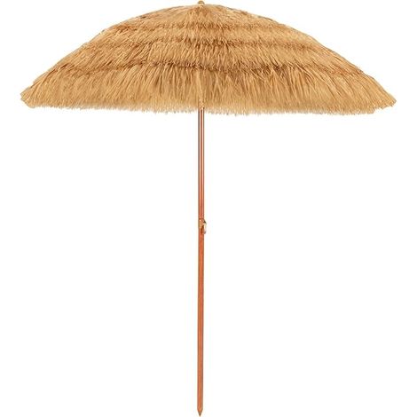 COSTWAY Ombrellone da Spiaggia 200 cm, Ombrello Tiki di Paglia con 8 Stecche in Metallo e Angolo Regolabile, per Spiaggia, Cortile, Piscina, Giardino, Hotel, Beige (1/5)
