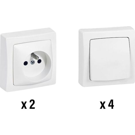 Legrand - Lot 2 interrupteurs ou va-et-vient + 4 prises de courant Appareillage saillie