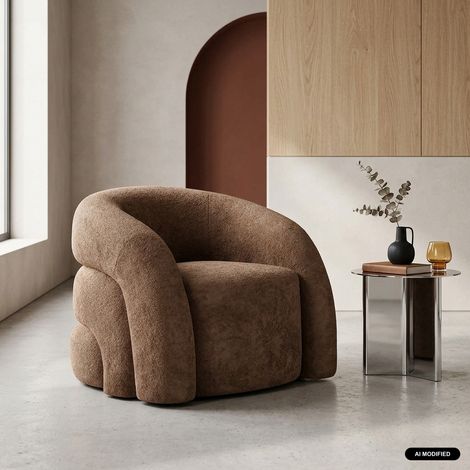 Fauteuil organique tissu 1 place taupe - Renbo