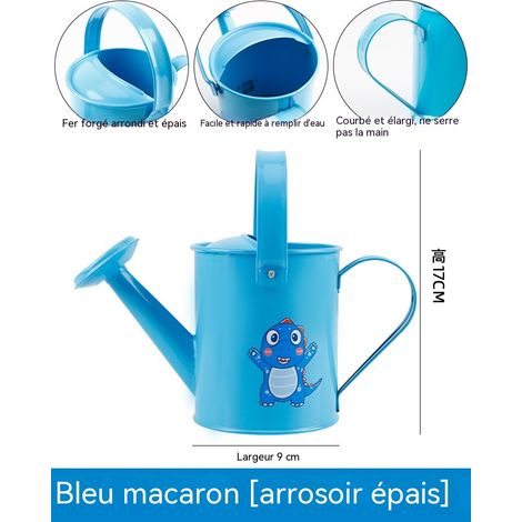 Arrosoir en métal pour enfants, arrosoir coloré épais avec poignée confortable, parfait pour arroser les plantes et jeux-blue