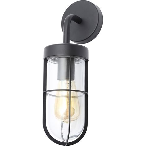 Litecraft Astley Wall Light Outdoor Industrial Cage Styled IP44 Fitting - Black (1/5)