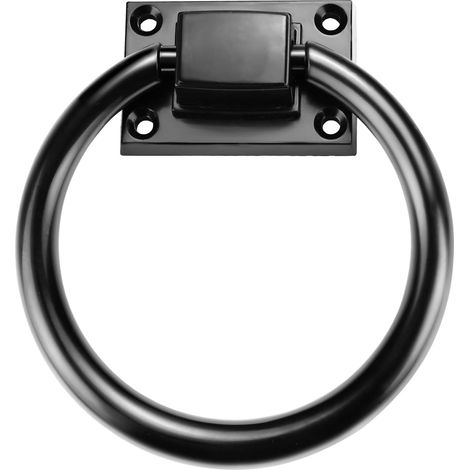 Poignée de porte ronde noire de 9,7 cm avec 4 vis, poignée de porte de grange coulissante en alliage de zinc, poignée de porte de garage d'extérieur pour abris de jardin, ferme, jardin (1/5)