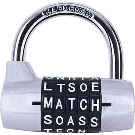 Cadenas à Combinaison 5 Lettres Sécurité Casier Salle de Sport Verrou Équipement (1/4)