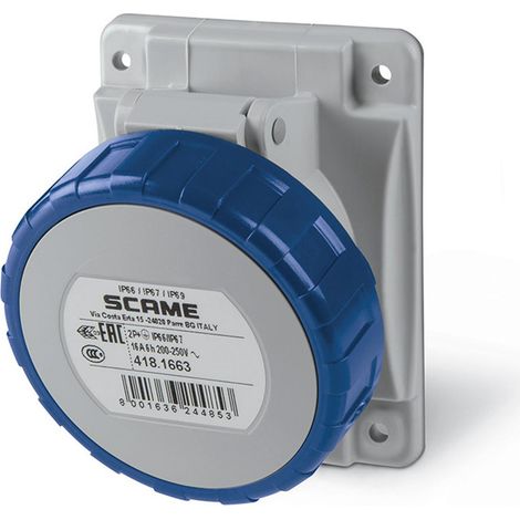 Base Empotrable CETAC en Cuadro Estanca 16A IP67 Optima SCAME BECE-CLA-4181663 2P + TT