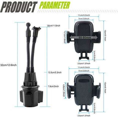 Porte-gobelet/support de téléphone double position pour voiture, porte-gobelet à double pôle pour console centrale de voiture, porte-gobelet avec support de téléphone à double pôle. (1/5)