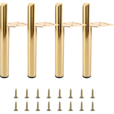 Lot de 4 pieds de meubles en métal dorés de 15 cm pour table basse, canapé, meuble TV et autres meubles (1/5)