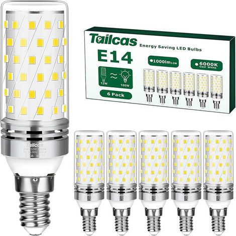 JKWG Ampoule LED E14, 12 W 3000 K Blanc chaud E14 Ampoule de rechange 100 W à incandescence, CFL non dimmable sans scintillement, 1000 lm, AC 220-240 V Petites ampoules à bougie spirale Edison (lot de (1/5)