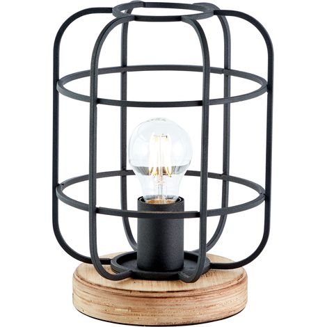 BRILLIANT lampe, lampe de table Gwen bois antique / corindon noir, métal / bois, 1x A60, E27, 40W, lampes normales (non incluses), A ++ (1/5)