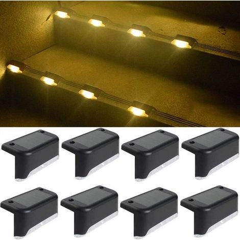 Lot de 8 applique murale solaire, LED jardin extérieur, éclairage automatique pour clôture, allée et terrasse (1/4)