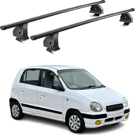 OMAC Stahl Dachträger Querträger Hyundai Atos Prime 1999-2007 – TÜV / DIN 75302:2019 – Abschließbar – Max. 75 kg – 2 Stangen – Schwarz (1/5)