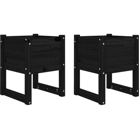 Vaso per fioriera aiuola rialzata piante fiori giardino terrazze set da 2 40 x 40 x 52,5 cm legno massiccio di pino nero 020038964